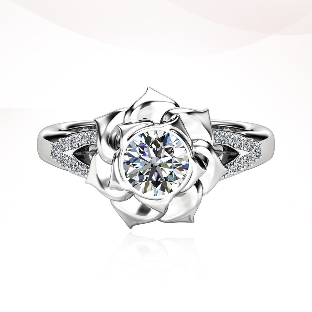 Rose Imitation Diamond Zircon Silver-plated Copper Engagement Ring