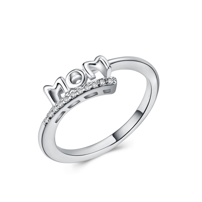 MOM platinum-plated zircon ring Mother's Day gift  in Europe and America