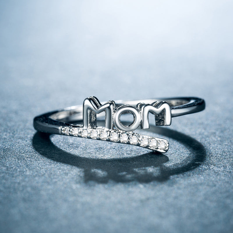 MOM platinum-plated zircon ring Mother's Day gift  in Europe and America
