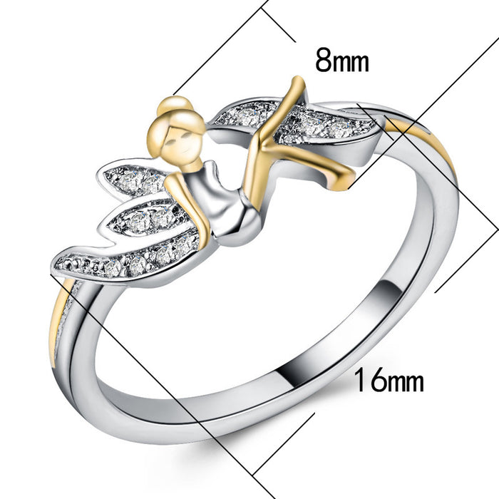 Cute angel flower fairy ring creative color separation ladies ring wholesale