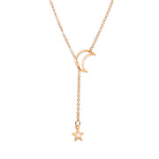 Gold and silver alloy moon and star necklace - wallojewerly 
