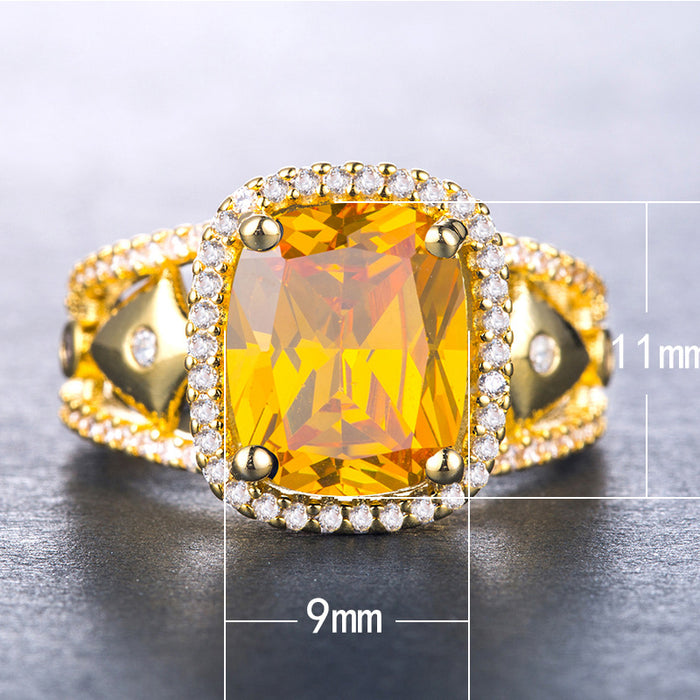 18K Gold Plated Zircon Ring Women's Gift Wholesale