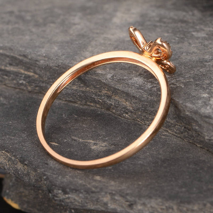 Butterfly Micro-paved Zirconia Rose Gold Plated Women's Ring