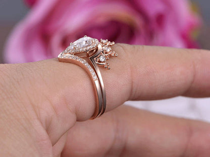 Queen's Crown Rose Gold Plated Zircon Two-in-One Ring