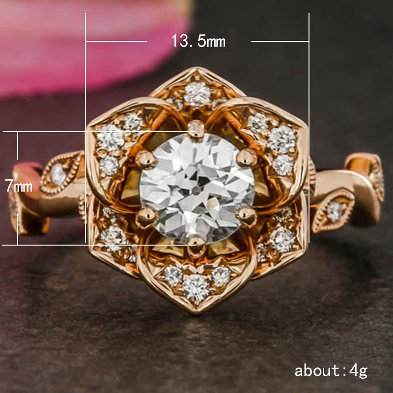 Rose Gold Plated Zircon Engagement Ring