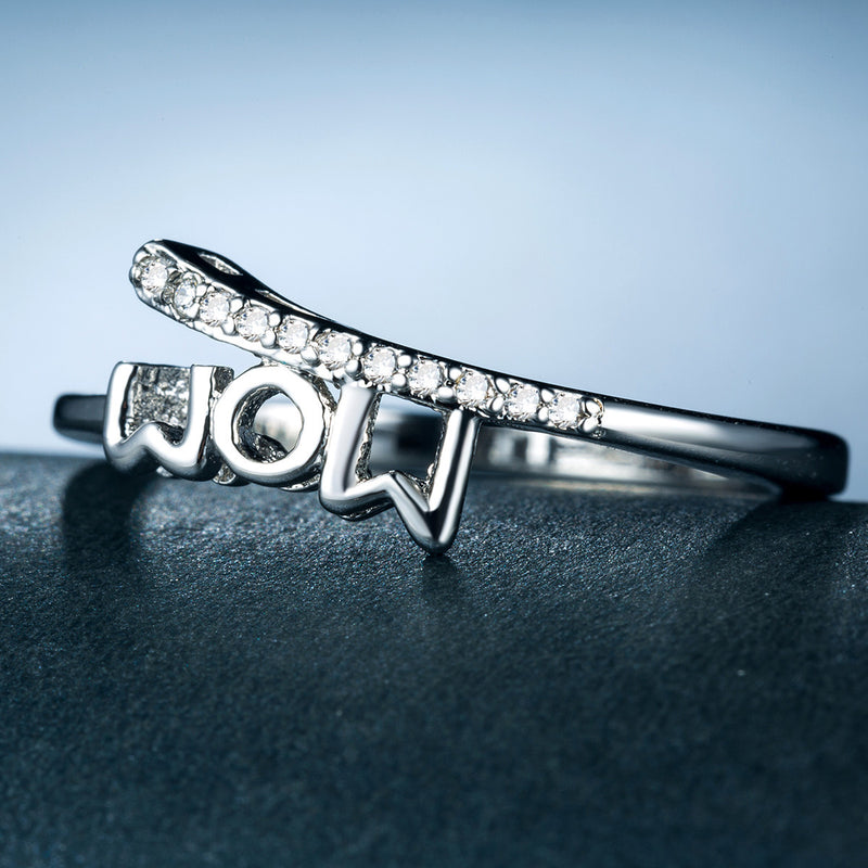 MOM platinum-plated zircon ring Mother's Day gift  in Europe and America