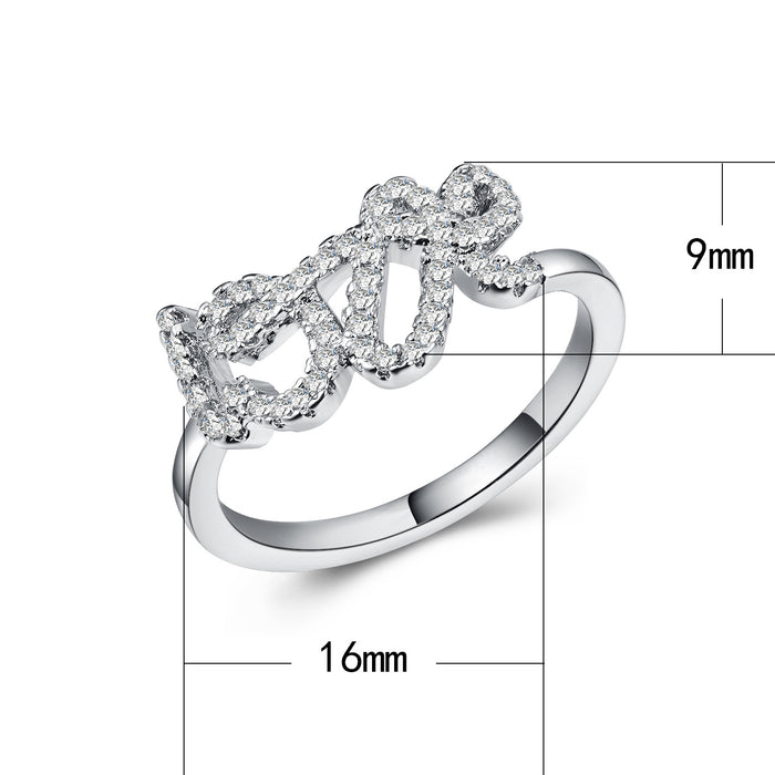 LOVE letter diamond ring platinum plated wedding women's ring