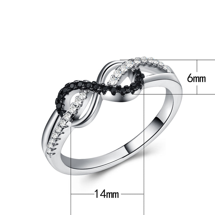 Fashionable zircon ladies ring color-separated platinum-plated design