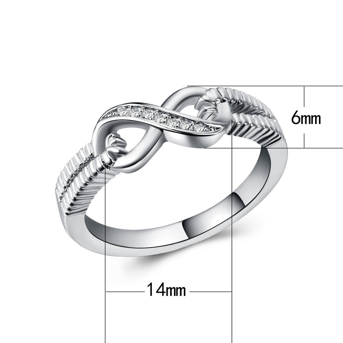 Zirconia Women's Wedding Ring Copper Plated White Gold Fashion Design