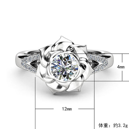 Rose Imitation Diamond Zircon Silver-plated Copper Engagement Ring