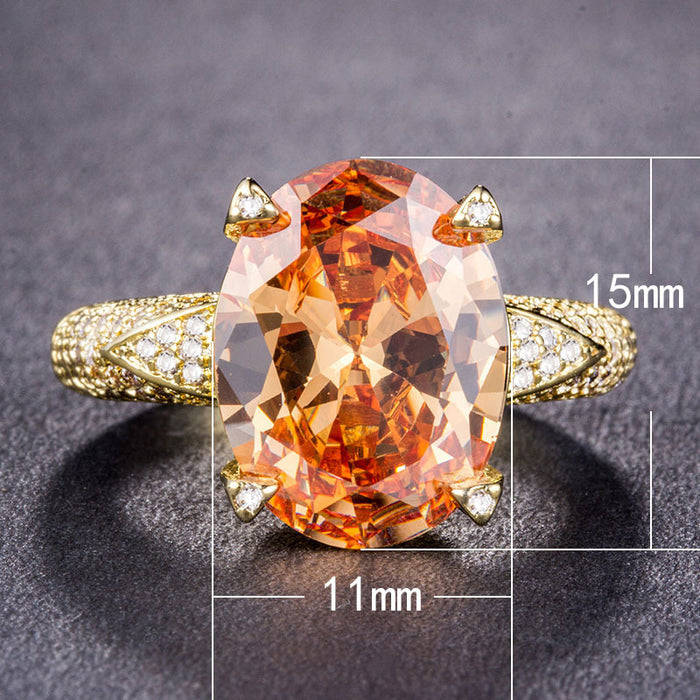 18k gold plated fashionable zircon ladies ring European and American jewelry wholesale