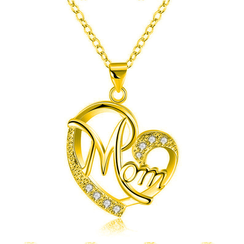 Collar con colgante de diamantes en forma de corazón, regalo para el Día de la Madre