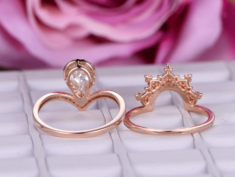 Queen's Crown Rose Gold Plated Zircon Two-in-One Ring