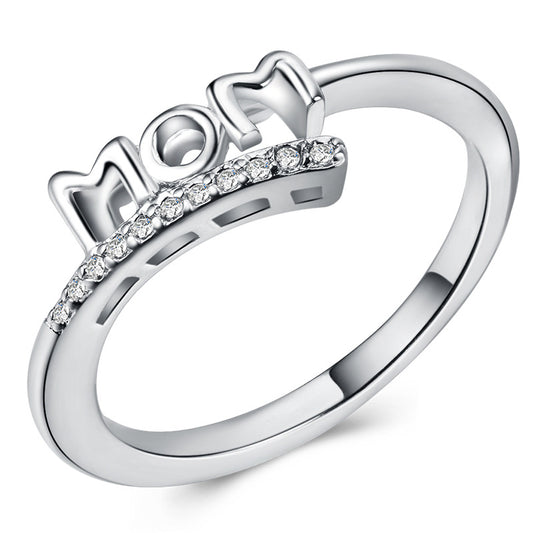 MOM platinum-plated zircon ring Mother's Day gift hot sale in Europe and America