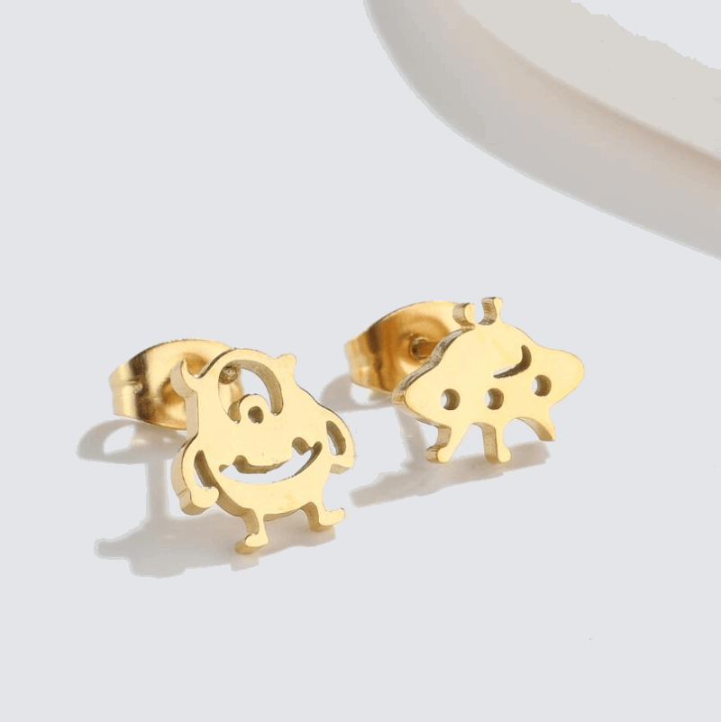 Asymmetrical minimalist exaggerated stainless steel earrings