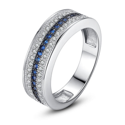 Blue and white zircon silver plated women's engagement ring gift