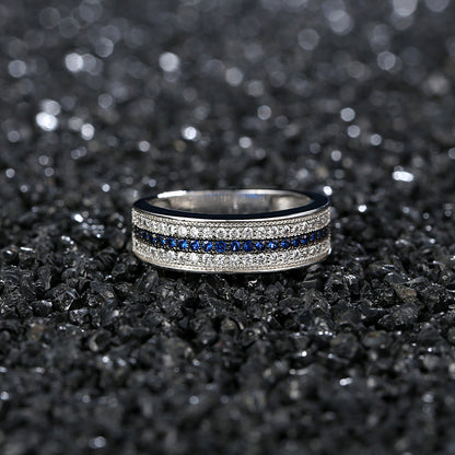 Blue and white zircon silver plated women's engagement ring gift