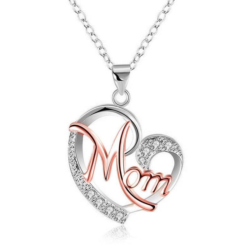 Collar con colgante de diamantes en forma de corazón, regalo para el Día de la Madre