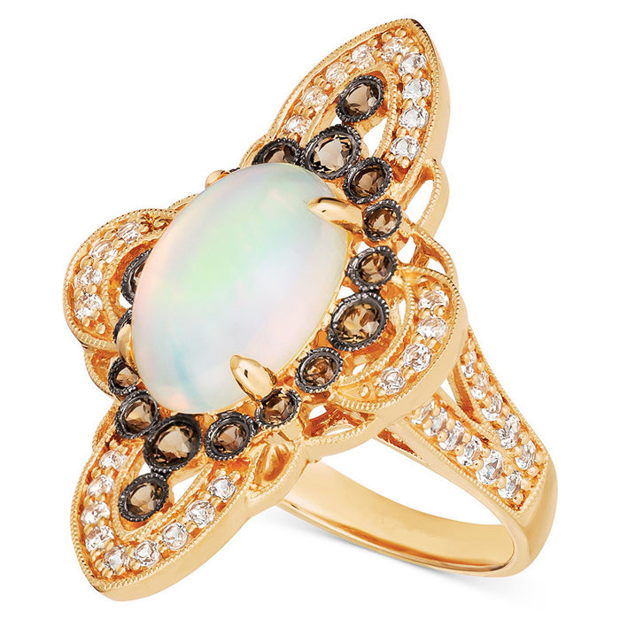 Moonstone inlaid crystal vintage women's ring