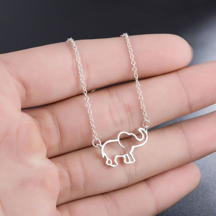 American elephant necklace, simple hollow animal pendant European and American popular jewelry wholesale