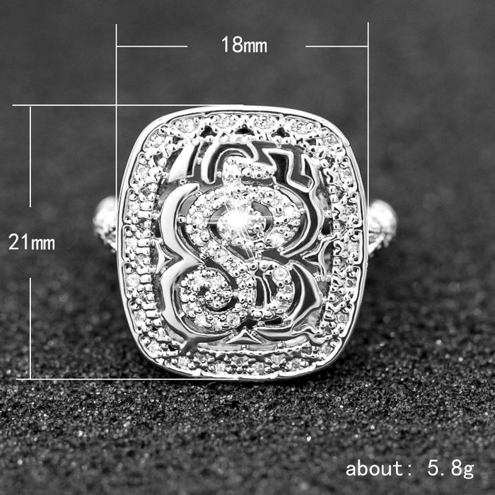 Luxury mysterious symbol ladies ring copper plated platinum