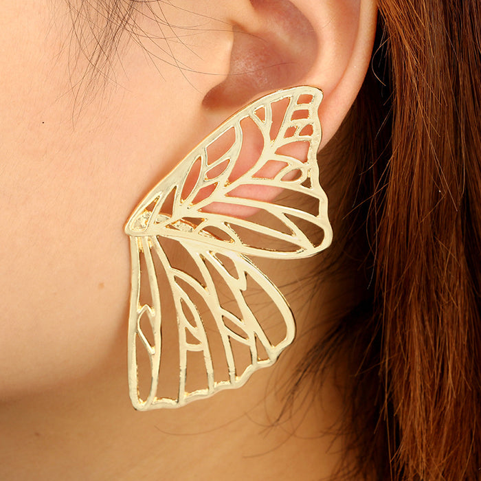 Butterfly earrings exaggerated hollow alloy earrings