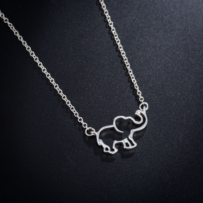 American elephant necklace, simple hollow animal pendant European and American popular jewelry wholesale