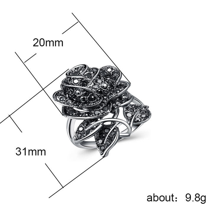 Rose crystal inlaid women's ring silver plated jewelry wholesale