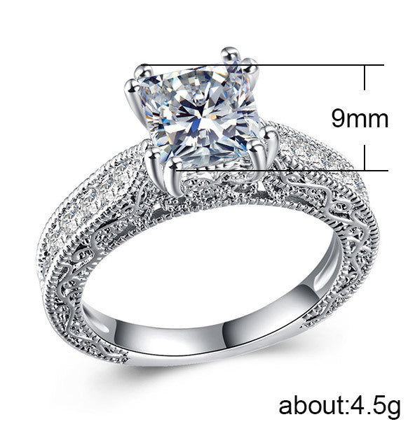 Wholesale Fashion OL Platinum Plated Zircon Ring European and American Jewelry