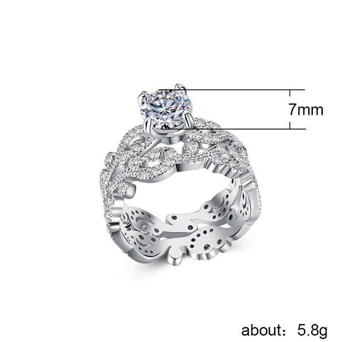 Hollow pattern couple rings zircon plated European and American style luxury couple rings