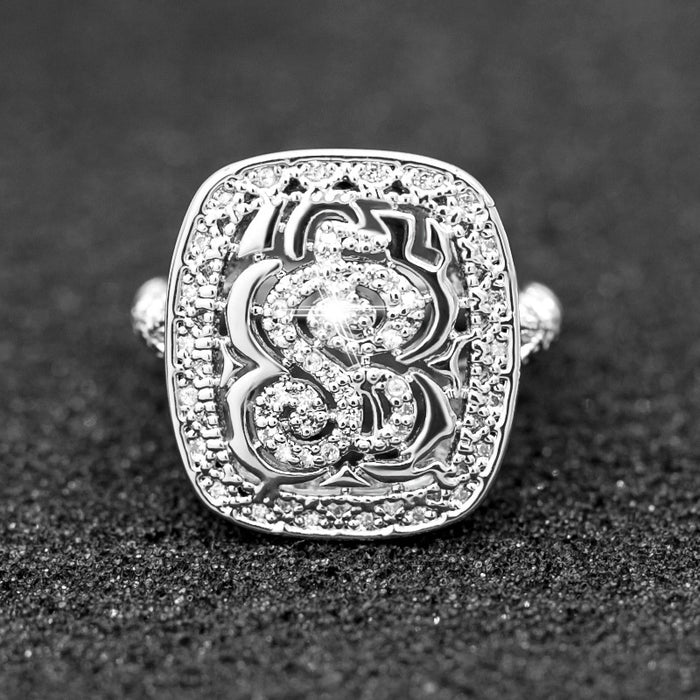 Luxury mysterious symbol ladies ring copper plated platinum