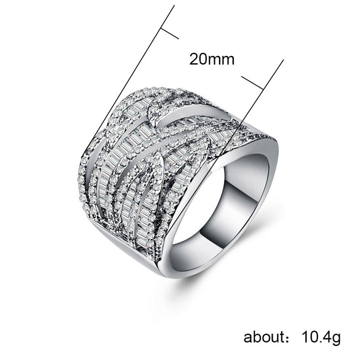 European and American women's zircon ring silver plated ring factory wholesale