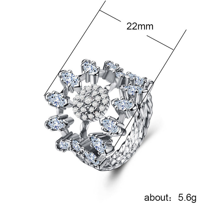 Domineering men's zircon ring silver plated ring wedding jewelry