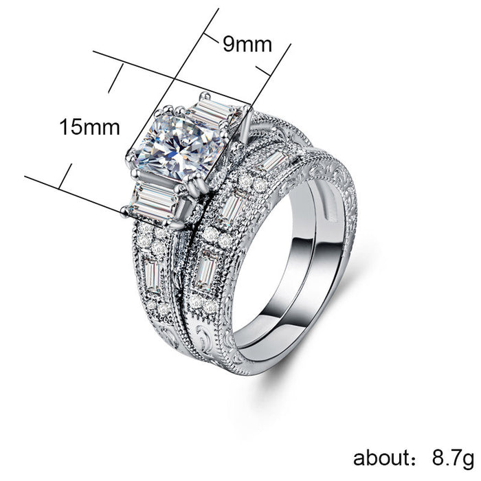 Vintage petal shape zircon ring silver plated wholesale