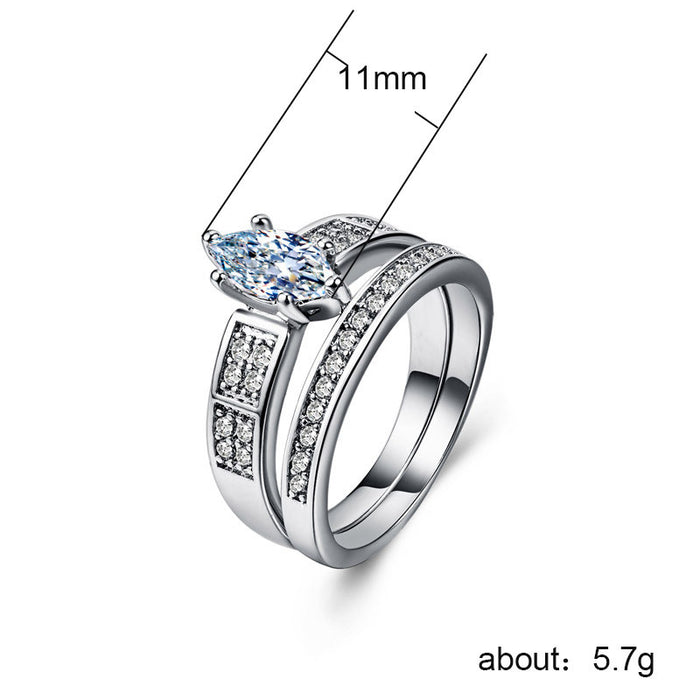 Luxury zircon ring 18K gold plated silver couple ring wholesale