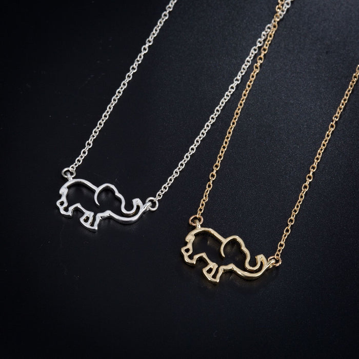 American elephant necklace, simple hollow animal pendant European and American popular jewelry wholesale