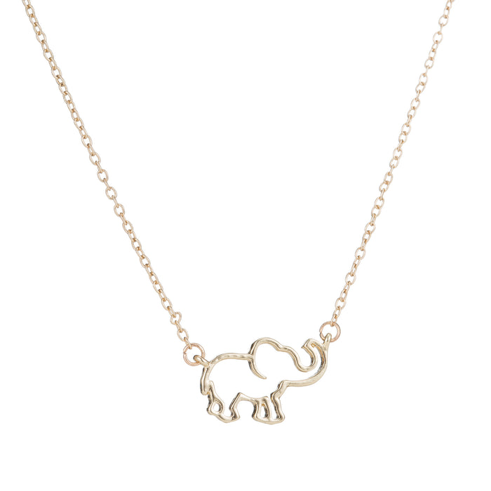 American elephant necklace, simple hollow animal pendant European and American popular jewelry wholesale