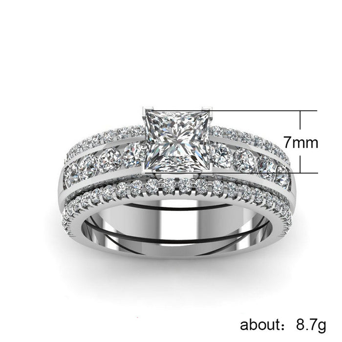 Creative Flower Zircon Ring Silver Plated Women Jewelry Wholesale