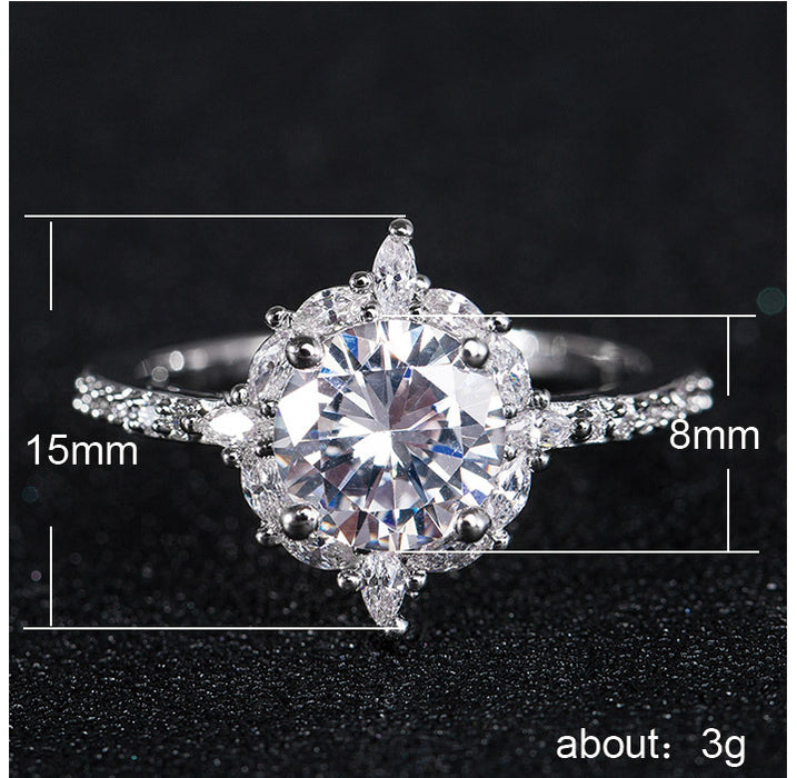 Imitation diamond silver plated zircon ring fashion women's jewelry