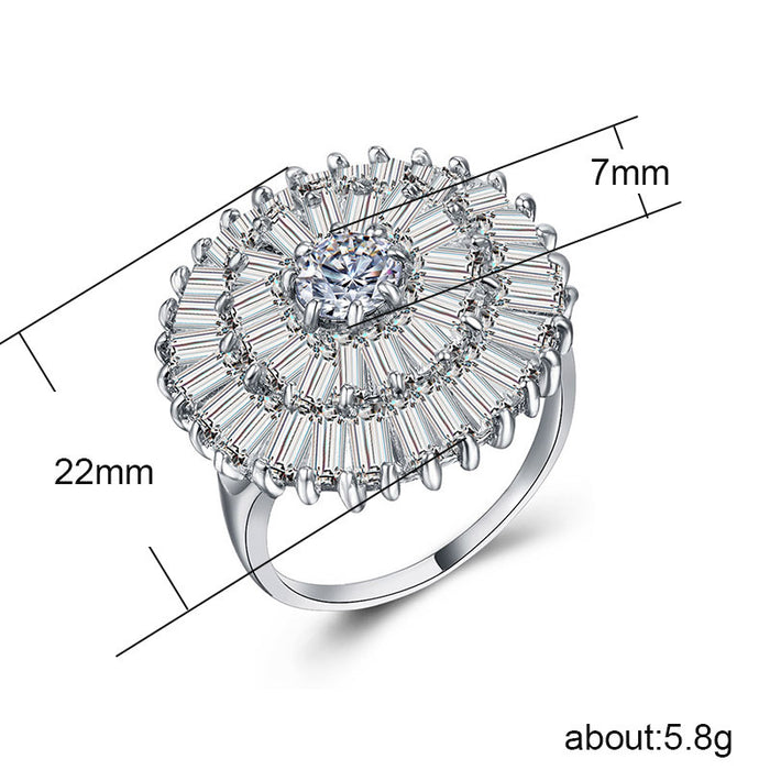 European and American exaggerated 18K gold plated zircon ring luxury wholesale