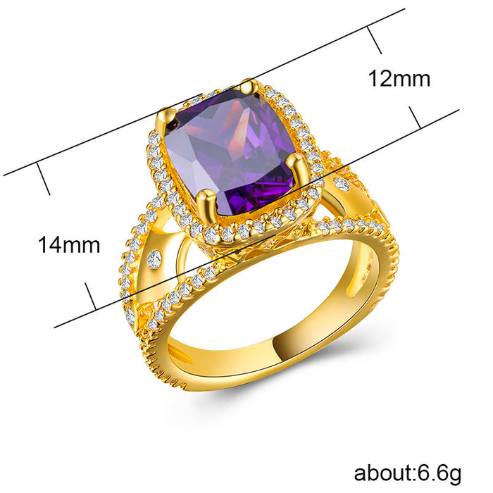 18K Gold Plated Zircon Ring Women's Gift Wholesale