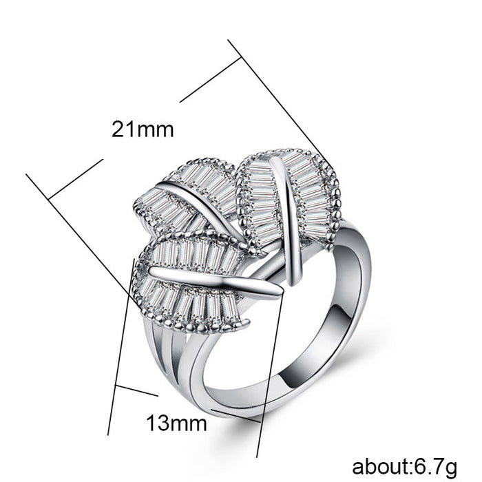 Creative Wings Zircon Ring Silver Plated Women Jewelry Wholesale