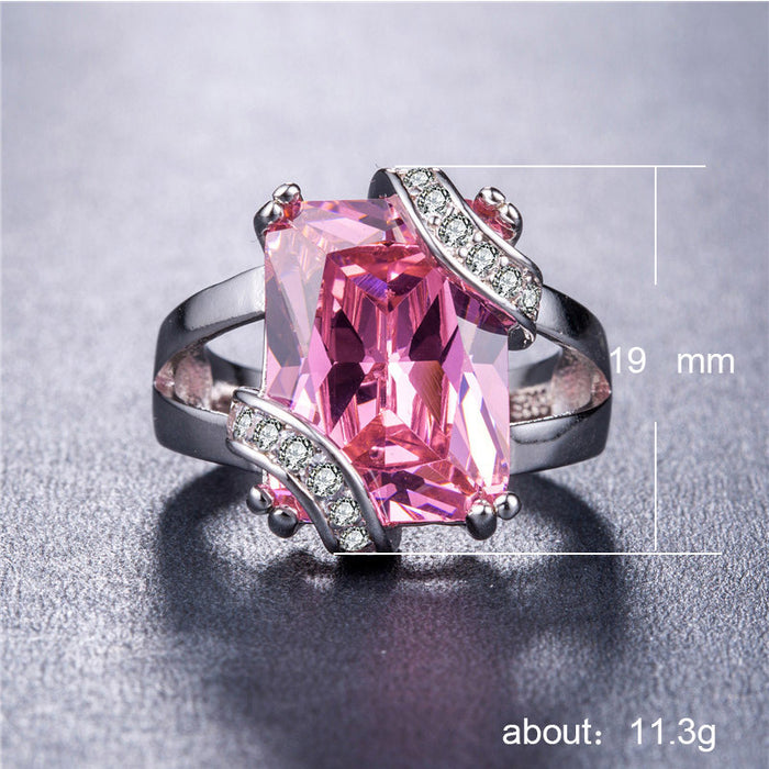 Zircon silver plated ladies ring European and American style wholesale