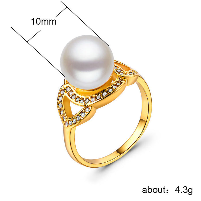 pearl ring silver plated ladies gemstone ring wholesale