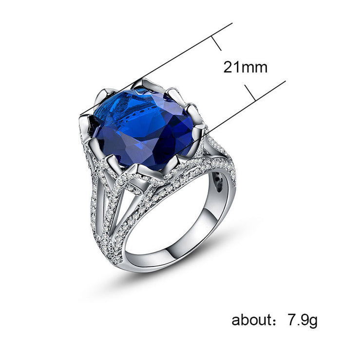 Colored zircon fashion silver-plated women's ring European and American jewelry wholesale