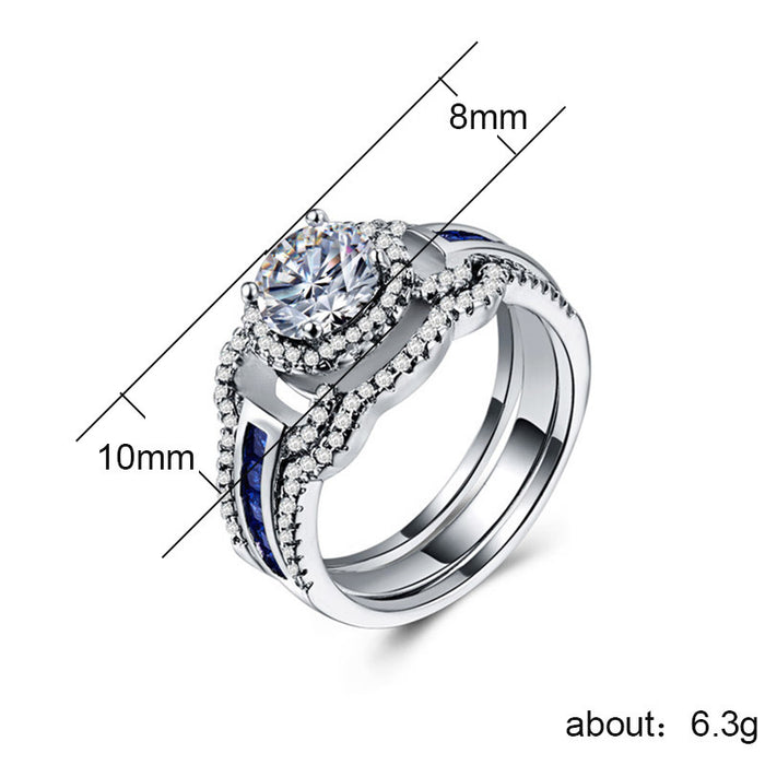 Exaggerated creative zircon ring silver plated gold plated women's jewelry wholesale