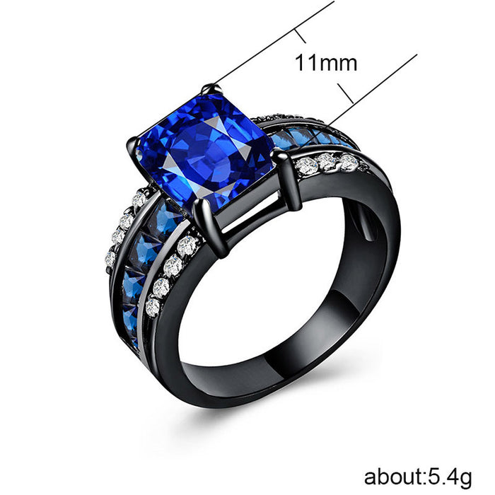 Black gold plated fashion gemstone ladies ring zircon jewelry wholesale