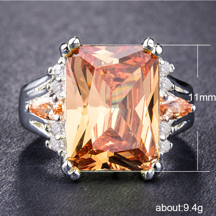 Luxury colored zircon silver plated female ring