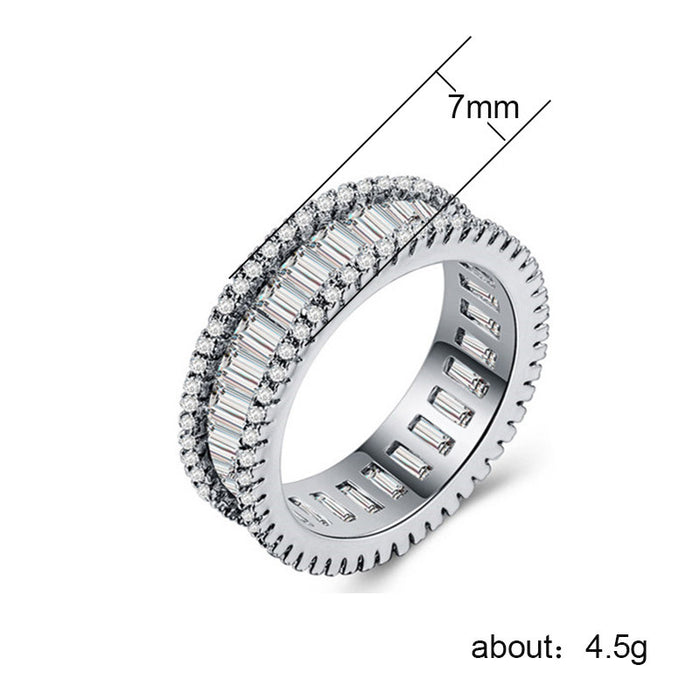 Luxury vintage full diamond ladies zircon ring silver plated wholesale