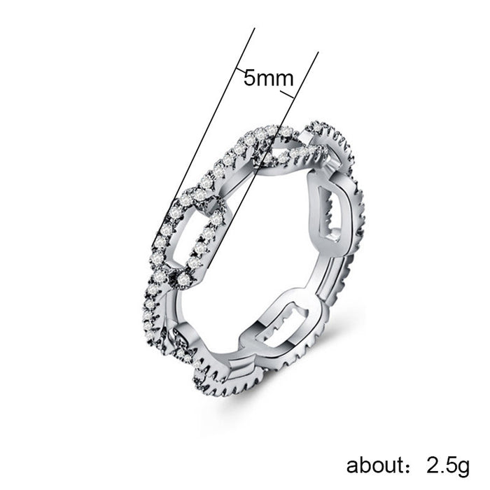 Creative chain ring silver plated rose gold female ring